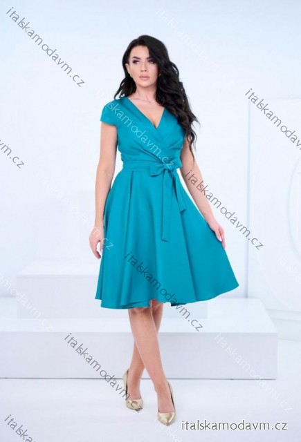 Šaty společenské krátký rukáv dámské (36-54) POLSKÁ MÓDA PMLMR23ROXANA-7/DUR