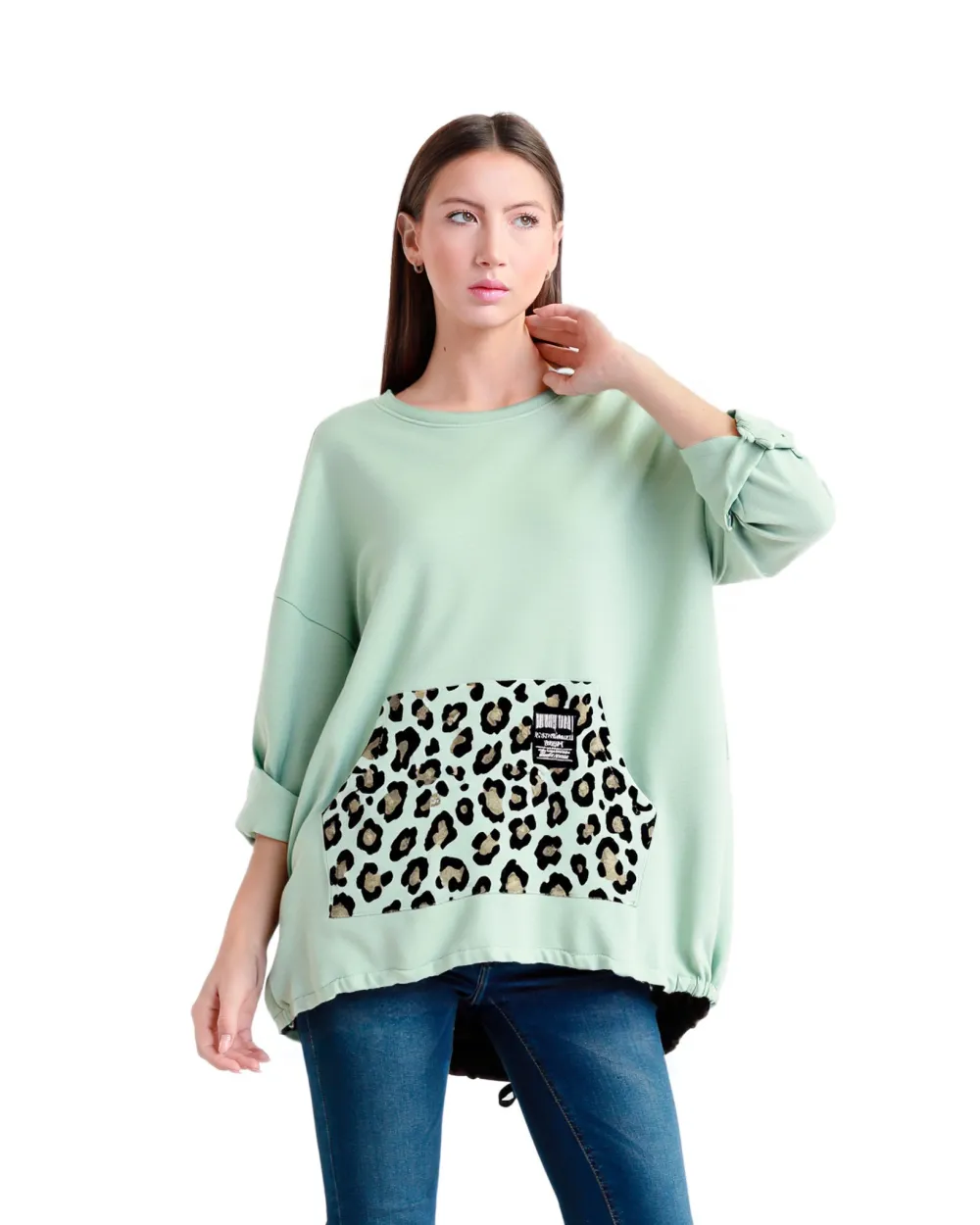 Mikina slabá 3/4 dlouhý rukáv dámská (S/M/L ONE SIZE) ITALSKÁ MÓDA IMPLI2607668