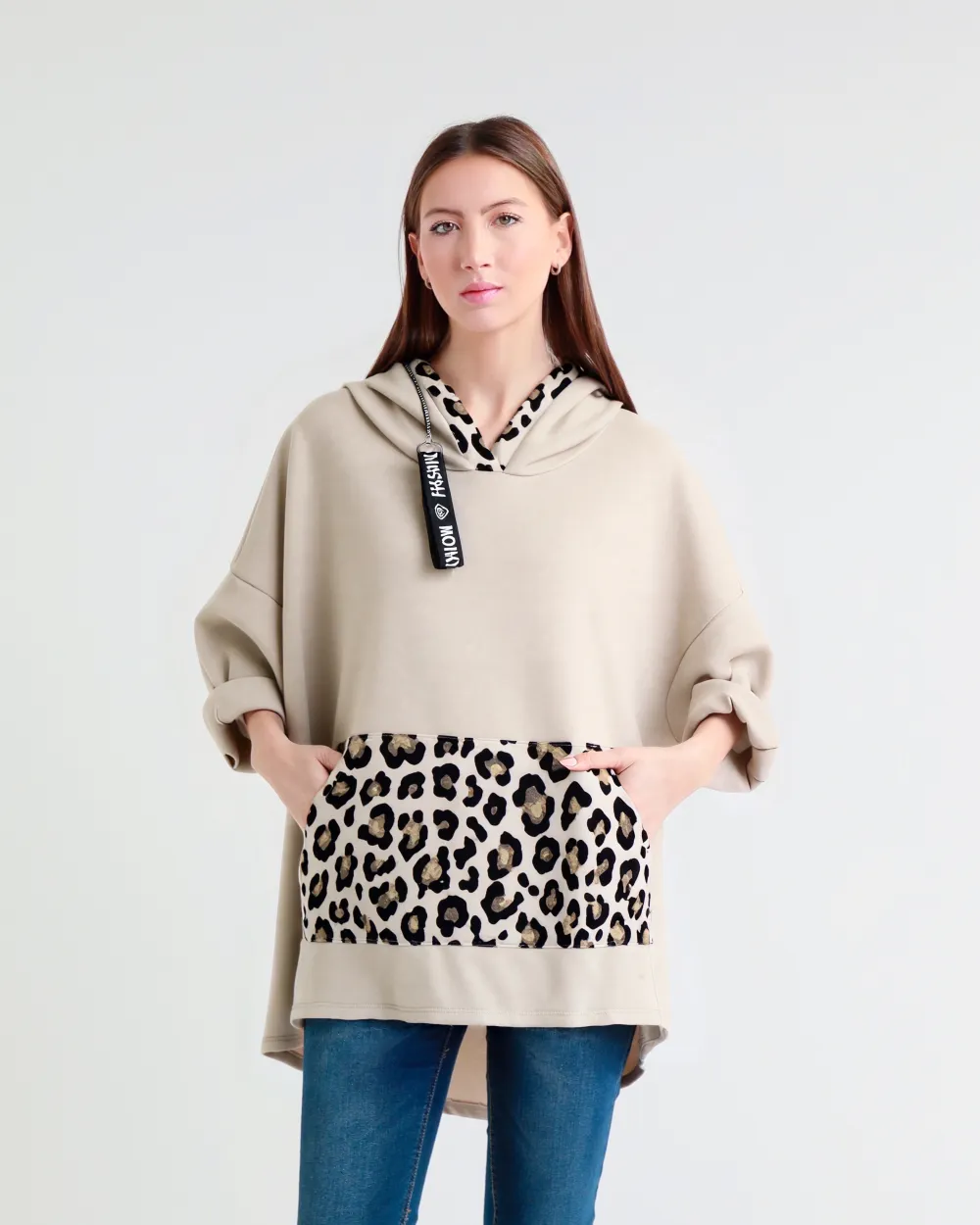 Mikina slabá 3/4 dlouhý rukáv dámská (S/M/L ONE SIZE) ITALSKÁ MÓDA IMPLI2607699