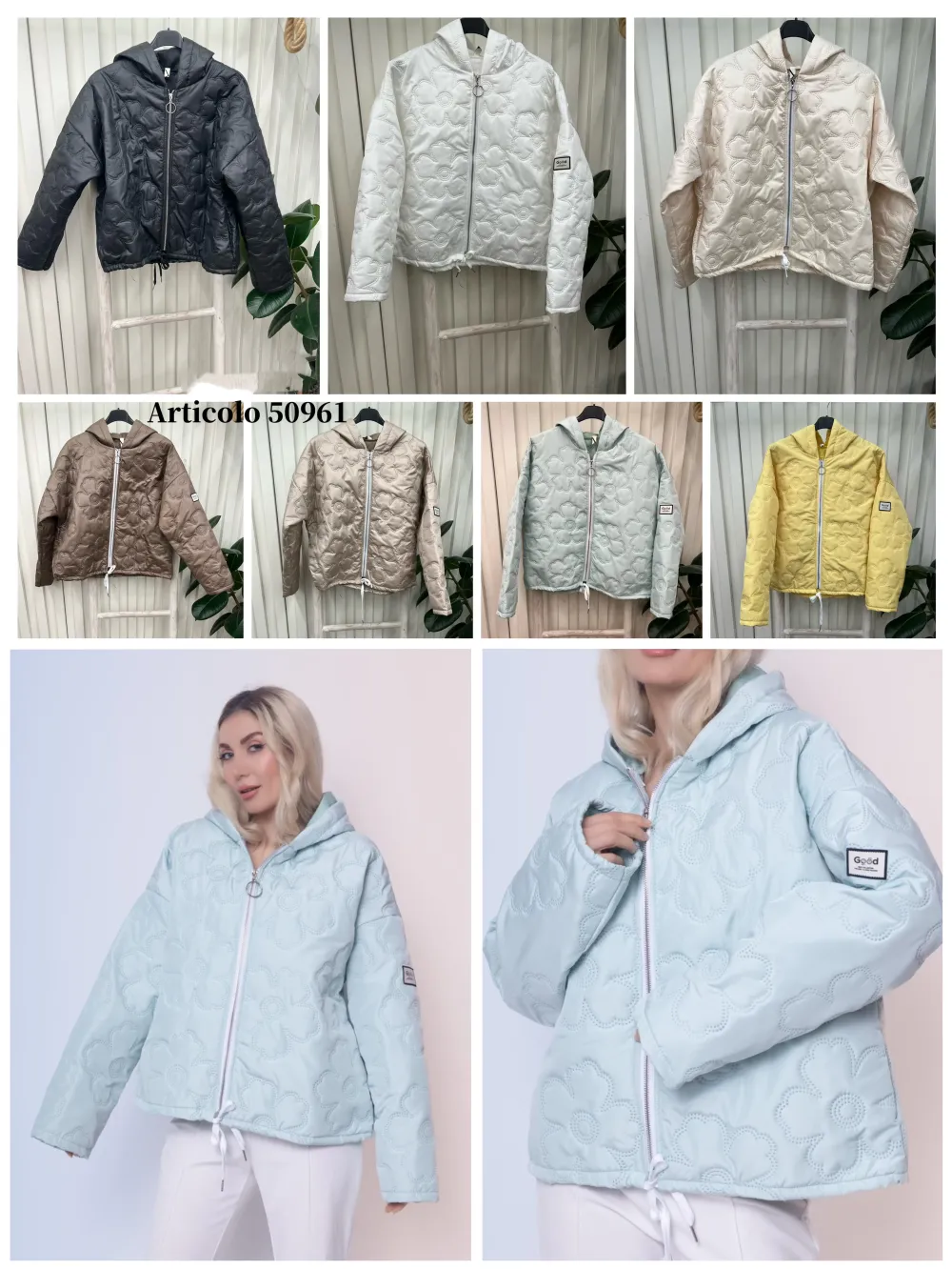 Bunda šusťáková s kapucí dlouhý rukáv dámská (S/M/L ONE SIZE) ITALSKÁ MÓDA IMPLI2651961