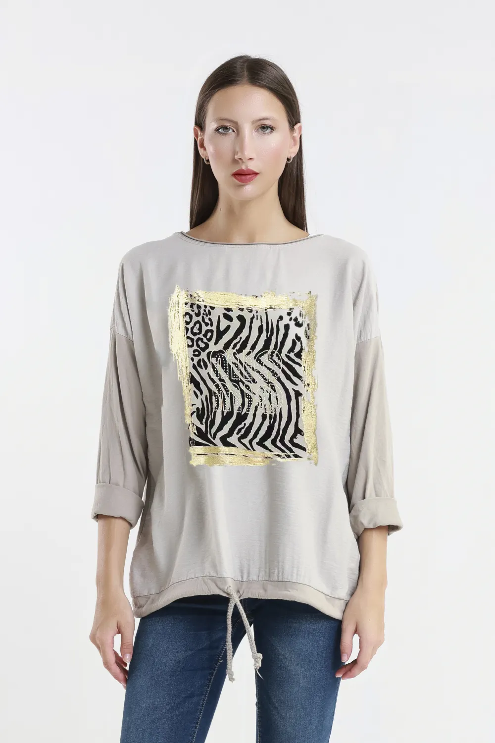 Tričko stahovací 3/4 dlouhý rukáv dámské (S/M/L ONE SIZE) ITALSKÁ MÓDA IMPLI2601676