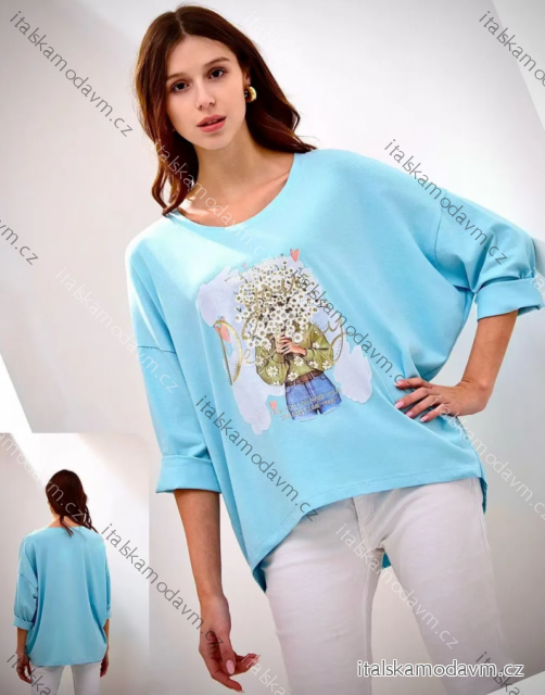 Tunika 3/4 dlouhý rukáv dámská (S/M/L ONE SIZE) ITALSKÁ MÓDA IMPLI2690591