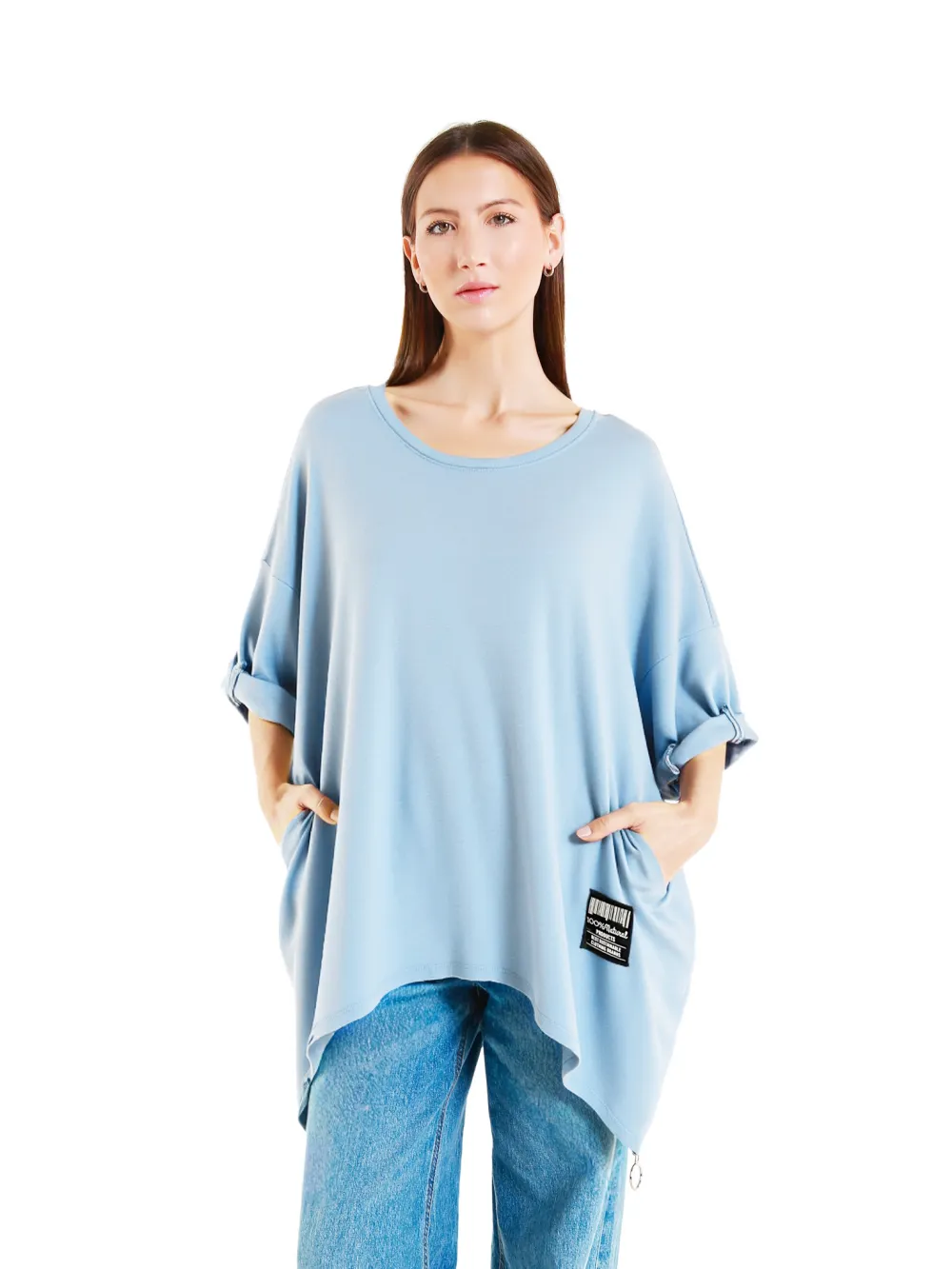 Tunika teplá s kapsami dlouhý rukáv dámská (S/M/L ONE SIZE) ITALSKÁ MÓDA IMPLI2607046