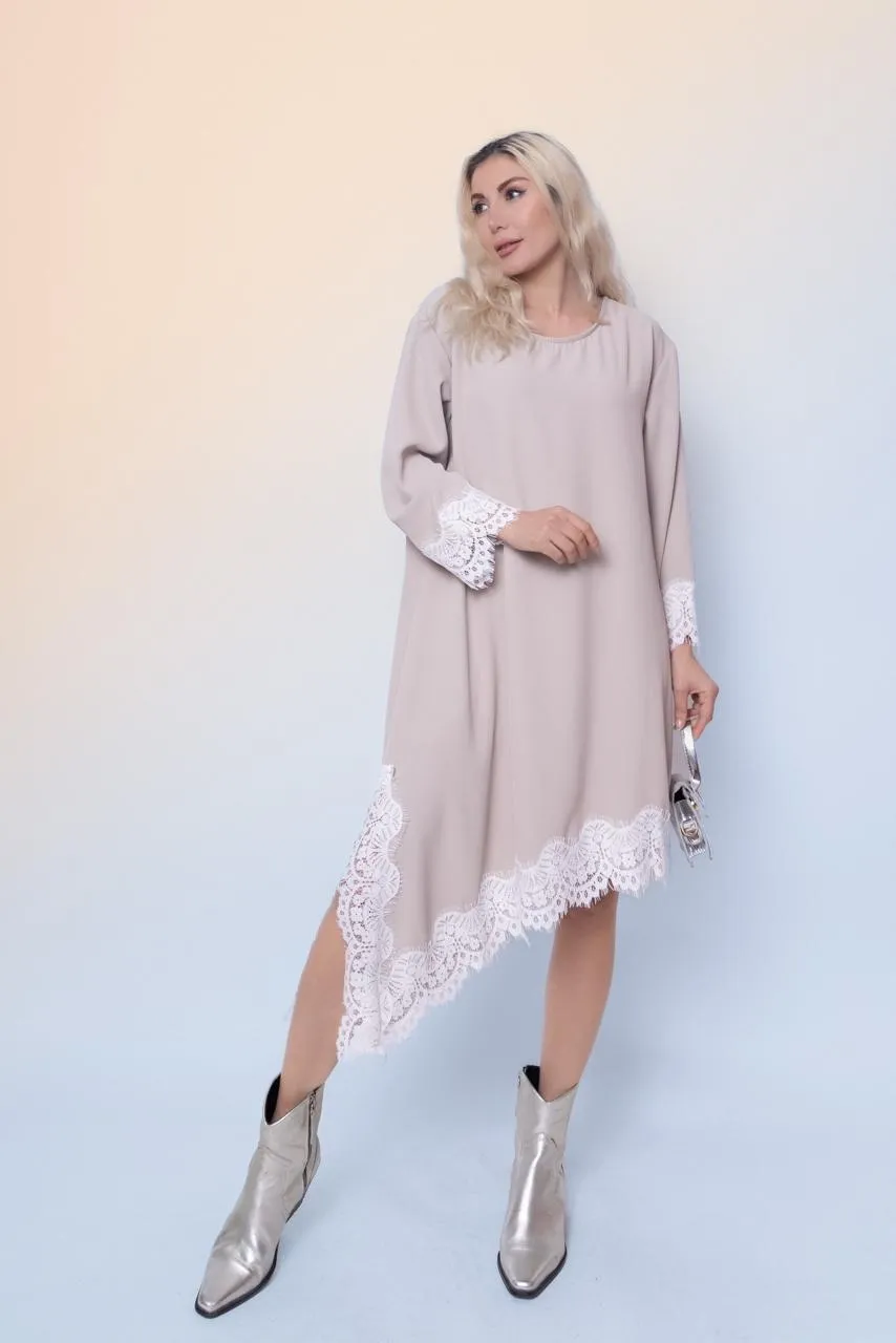 Šaty teplé krajkové dlouhý rukáv dámské (S/M/L ONE SIZE) ITALSKÁ MÓDA IMPLI2651424