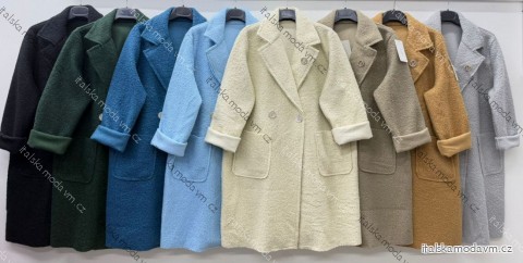 Kabát zimní na knoflíky dlouhý rukáv dámský nadrozměr (46/48/50 ONE SIZE) ITALSKÁ MÓDA IM426037