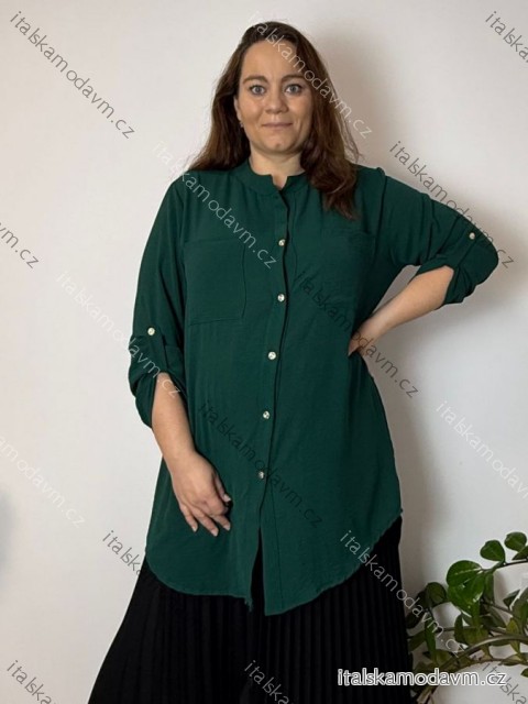 Košile prodloužená dlouhý rukáv dámská nadrozměr RAMONA (50/52/54 ONE SIZE) ITALSKÁ MÓDA IMD25139/DU