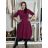 Šaty elegantní dlouhý rukáv dámské (M-2XL) ITALSKÁ MÓDA IMSE26001/DU -   vínová -   2XL