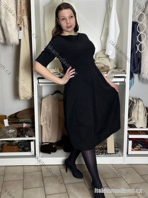Šaty elegantní dlouhý rukáv dámské (M-2XL) ITALSKÁ MÓDA IMSE26001/DU -   čierna
 -   5XL