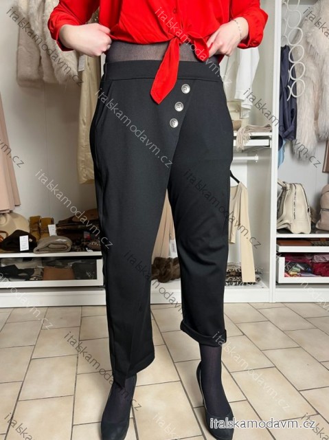 Kalhoty baggy dlouhé s knoflíky dámské (S/M ONE SIZE) ITALSKÁ MÓDA IMD24126/DU