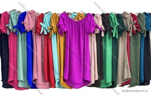 Šaty letní krátký rukáv dámské (S/M/L ONE SIZE) ITALSKÁ MÓDA IMC26006