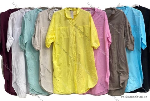 Košile prodloužená letní bavlněná 3/4 dlouhý rukáv dámská nadrozměr (48/50/52 ONE SIZE) ITALSKÁ MÓDA IMC26007