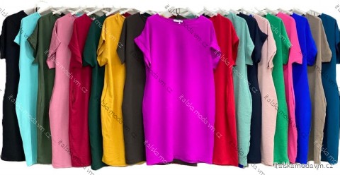 Šaty elegantní klasik krátký rukáv dámské (S/M/L ONE SIZE) ITALSKá MóDA IMC26008