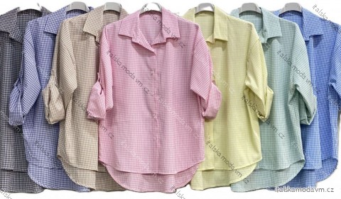 Košile prodloužená 3/4 dlouhý rukáv dámská nadrozměr (48/50/52 ONE SIZE) ITALSKÁ MÓDA IMC26031
