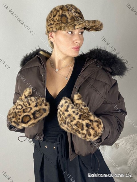 Rukavice palčáky zimní s kožíškem  dámské (ONE SIZE) BEST EMILIE LIS25ST-537/DUR béžová ONE SIZE