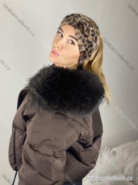 Čelenka zimní leopard dámská (ONE SIZE) BEST EMILIE LIS25BD-355/DR ONE SIZE hnědá leopard