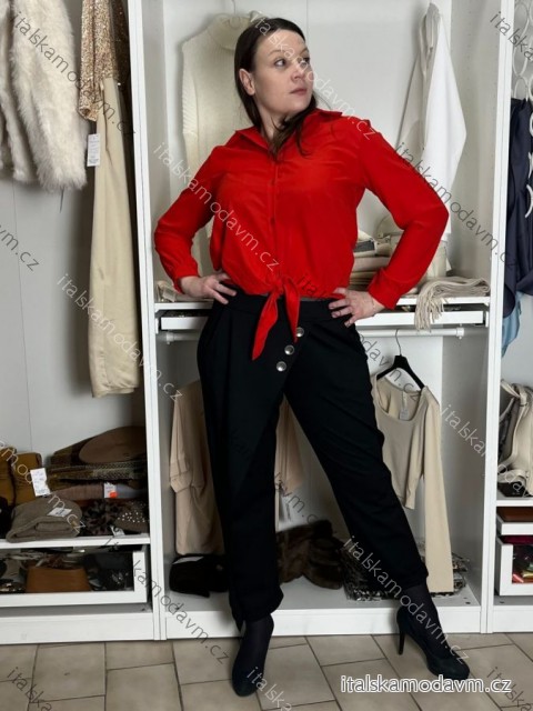 Kalhoty baggy dlouhé s knoflíky dámské (S/M ONE SIZE) ITALSKÁ MÓDA IMD24126/DU -   Černá -   S/M