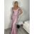 Šaty extra dlhé elegantné spoločenské trblietavé carmen dámske (XS/S ONE SIZE) TALIANSKA MÓDA IMM22FUZZY/DUR růžová XS/S