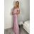 Šaty extra dlhé elegantné spoločenské trblietavé carmen dámske (XS/S ONE SIZE) TALIANSKA MÓDA IMM22FUZZY/DUR růžová XS/S