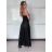 Šaty dlouhé společenské na ramínka dámské ELSA (S/M ONE SIZE) ITALSKÁ MÓDA IMPMD2643460/DU S/M Černá