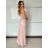 Šaty dlhé společenské na ramienka dámske LEONA (S/M ONE SIZE) TALIANSKA MÓDA IMPMD2643811/DU S / M ružová staroružová