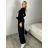 Kalhoty elegantní s páskem dámské (S/M/L ONE SIZE) ITALSKÁ MÓDA IMSM26034/DUR S/M/L Černá