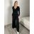 Kalhoty elegantní s páskem dámské (S/M/L ONE SIZE) ITALSKÁ MÓDA IMSM26034/DUR S/M/L Černá