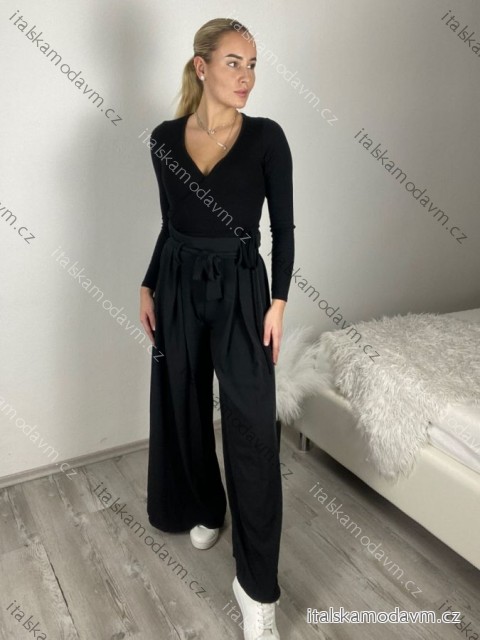 Kalhoty elegantní s páskem dámské (S/M/L ONE SIZE) ITALSKÁ MÓDA IMSM26034/DUR S/M/L Černá