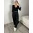 Kalhoty elegantní s páskem dámské (S/M/L ONE SIZE) ITALSKÁ MÓDA IMSM26036/DUR S/M/L Černá