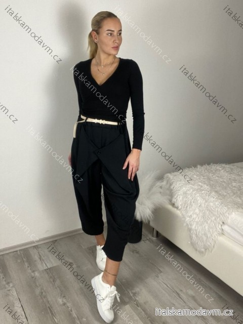 Kalhoty elegantní s páskem dámské (S/M/L ONE SIZE) ITALSKÁ MÓDA IMSM261111/DUR