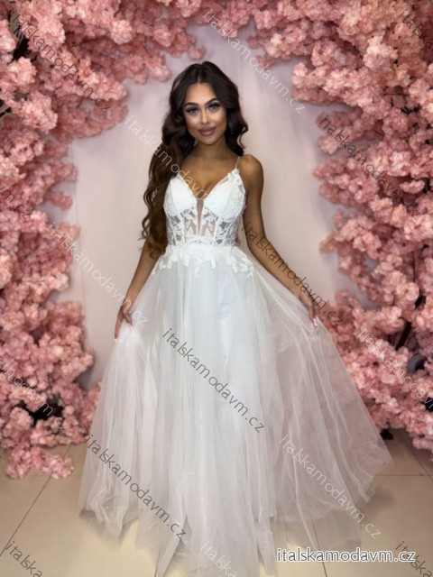 Šaty dlouhé společenské krajkové na ramínka dámské TIRAMISU (34-40) POLSKÁ MÓDA PMLPT26003