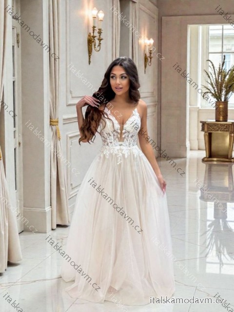 Šaty dlouhé společenské krajkové na ramínka dámské TIRAMISU (34-40) POLSKÁ MÓDA PMLPT26003-1