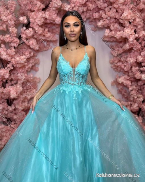 Šaty dlouhé společenské krajkové na ramínka dámské TIRAMISU (34-40) POLSKÁ MÓDA PMLPT26003-2