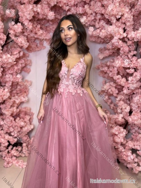 Šaty dlouhé společenské krajkové na ramínka dámské TIRAMISU (34-40) POLSKÁ MÓDA PMLPT26003-4