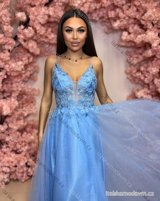 Šaty dlouhé společenské krajkové na ramínka dámské TIRAMISU (34-40) POLSKÁ MÓDA PMLPT26003-5