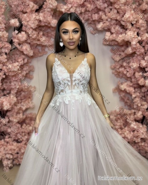 Šaty dlouhé společenské krajkové na ramínka dámské TIRAMISU (34-40) POLSKÁ MÓDA PMLPT26003-6