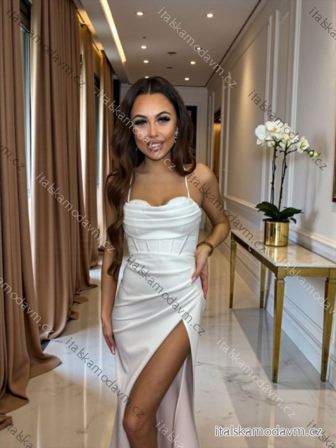 Šaty dlouhé svatební na ramínka dámské VARVARA (34-40) POLSKÁ MÓDA PMLPT26004