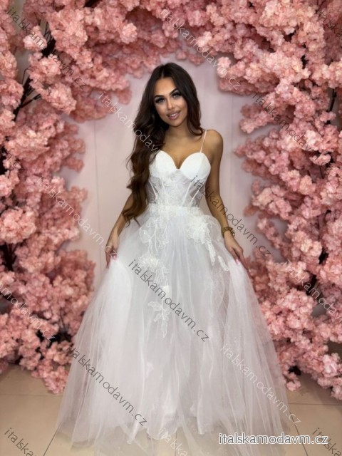 Šaty dlouhé svatební na ramínka dámské POSITANO (34-40) POLSKÁ MÓDA PMLPT26015