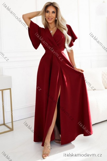 Dlouhé šaty JENNIFER s rozparkem na nohavicích, rukávy a výstřihem (S-3XL) Polská moda NMC-581-2/DUR