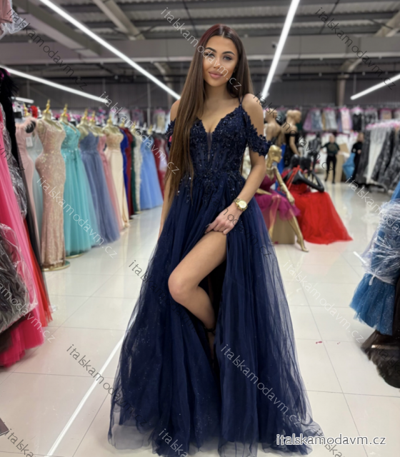 Šaty dlhé spoločenské flitrové na ramienka dámske ZYNJA (34-40) POLSKÁ MÓDA PMLPT26001-3