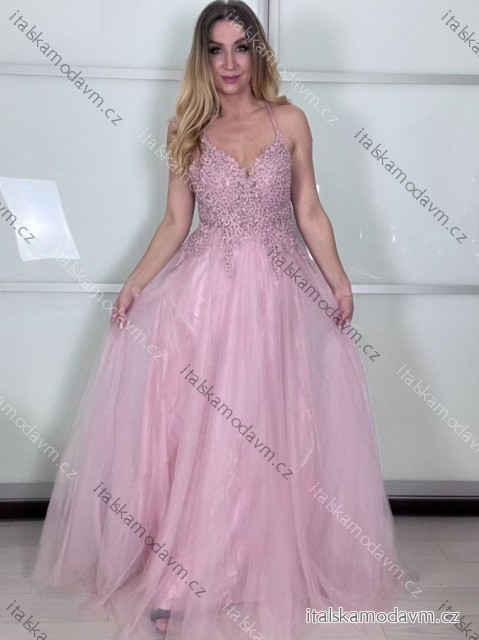 Šaty elegantné spoločenské/svadobné na ramienka dámske (S/M.ONE SIZE) TALIANSKA MÓDA IMM2218831/DUR S / M ružová staroružová