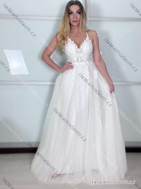 Šaty elegantní společenské/svatební na ramínka dámské (S/M.ONE SIZE) ITALSKÁ MÓDA IMM2218831-1/DUR