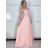 Šaty svatební elegantní společenské dlouhé bez rukávu dámské (S/M ONE SIZE) ITALSKá MóDA IMM2219805/DU světle růžová, S/M/L