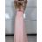 Šaty svatební elegantní společenské dlouhé bez rukávu dámské (S/M ONE SIZE) ITALSKá MóDA IMM2219805/DU světle růžová, S/M/L
