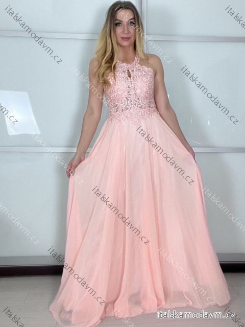 Šaty svatební elegantní společenské dlouhé bez rukávu dámské (S/M ONE SIZE) ITALSKá MóDA IMM2219805/DU světle růžová, S/M/L