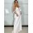 Šaty elegantné spoločenské dlhé bez rukávov dámske (S/M ONE SIZE) TALIANSKA MóDA IMM26XF-A333-S/DU L / XL biela