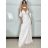 Šaty elegantné spoločenské dlhé bez rukávov dámske (S/M ONE SIZE) TALIANSKA MóDA IMM26XF-A333-S/DU L / XL biela