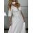 Šaty elegantné spoločenské dlhé bez rukávov dámske (S/M ONE SIZE) TALIANSKA MóDA IMM26XF-A333-S/DU L / XL biela