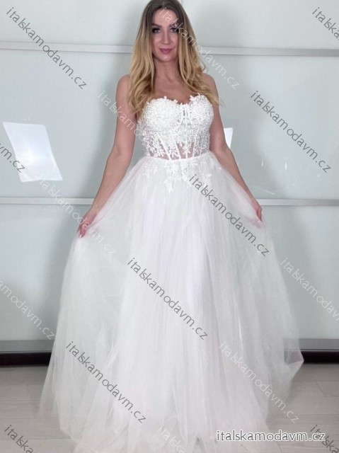 Šaty svatební elegantní společenské dlouhé bez rukávu dámské (S/M ONE SIZE) ITALSKá MóDA IMM2660062-S/DU