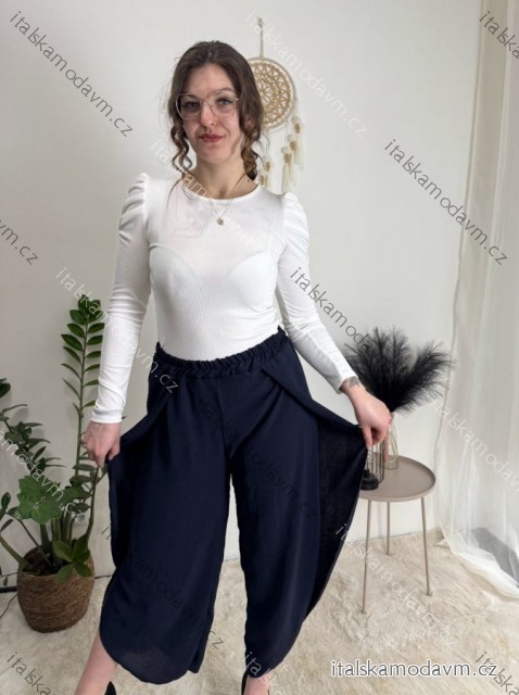 Nohavice letné zavinovací dlhé oversize dámske GINIE (S/M/L ONE SIZE) TALIANSKA MÓDA IMD24250/DU tmavě modrá S/M/L