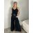 Nohavice s páskem dlhé elegantné dámske (S-2XL ONE SIZE) TALIANSKA MÓDA IMWKH26975/DUR L čierna